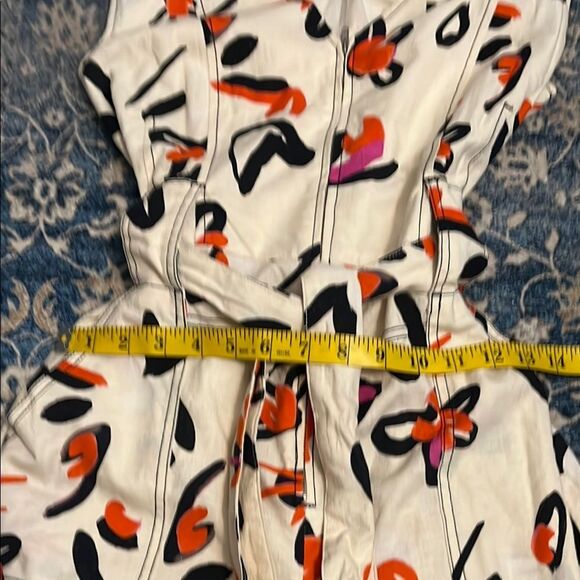 Tanya Taylor Margot Linen Blend Orange Blooms Design Print Jumpsuit Boho - Picture 11 of 14